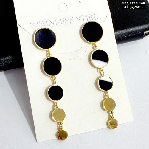 Сережки мед.сталь14К 10730 (6.7см)